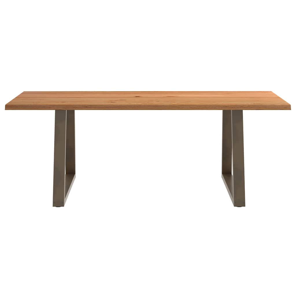 Eettafel met natuurlijke rand 220x100x74 cm massief eikenhout