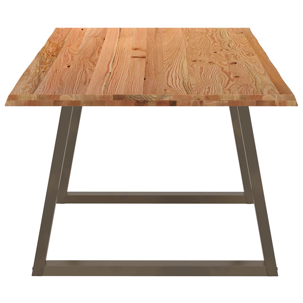 Eettafel met natuurlijke rand 220x100x74 cm massief eikenhout