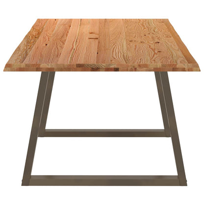 Eettafel met natuurlijke rand 220x100x74 cm massief eikenhout