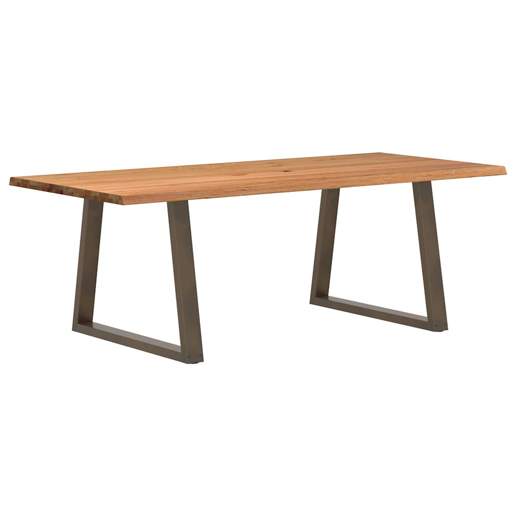 Eettafel met natuurlijke rand 220x100x74 cm massief eikenhout