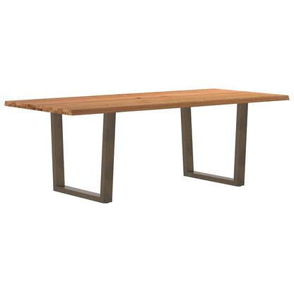 Eettafel met natuurlijke rand 220x100x74 cm massief eikenhout