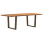 Eettafel met natuurlijke rand 220x100x74 cm massief eikenhout