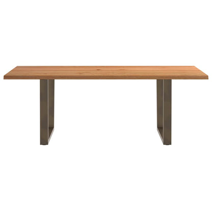 Eettafel met natuurlijke rand 220x100x74 cm massief eikenhout