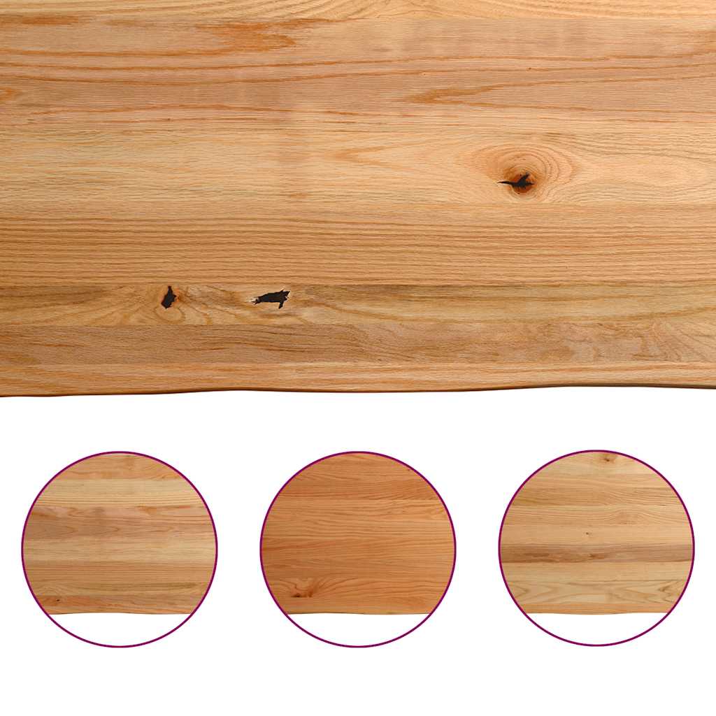 Eettafel met natuurlijke rand 220x100x74 cm massief eikenhout