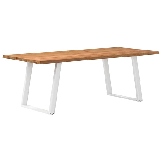Eettafel met natuurlijke rand 220x100x74 cm massief eikenhout