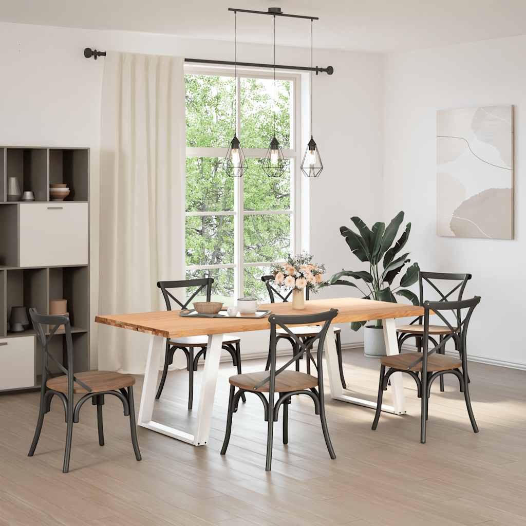Eettafel met natuurlijke rand 220x100x74 cm massief eikenhout