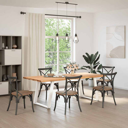 Eettafel met natuurlijke rand 220x100x74 cm massief eikenhout