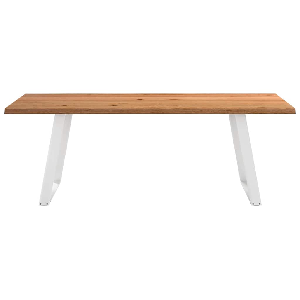 Eettafel met natuurlijke rand 220x100x74 cm massief eikenhout