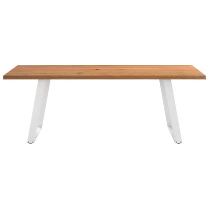 Eettafel met natuurlijke rand 220x100x74 cm massief eikenhout