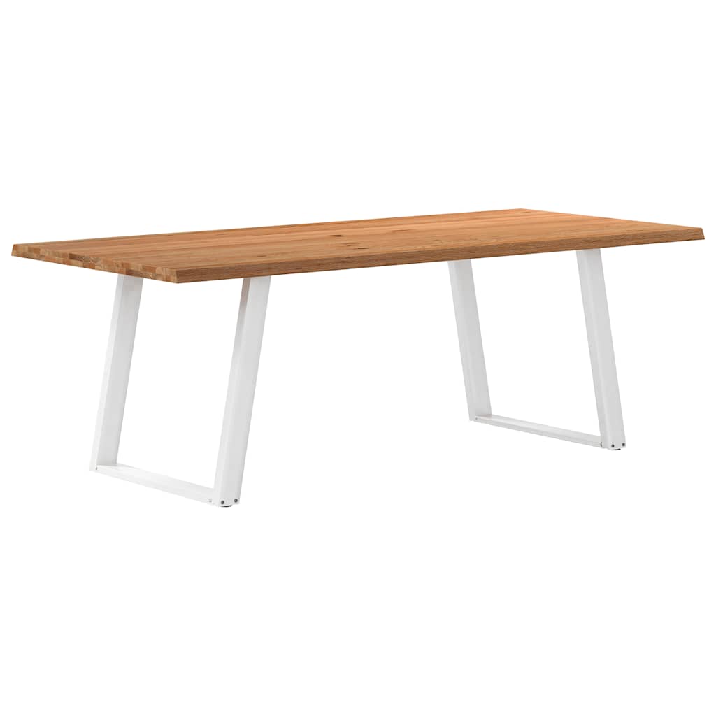 Eettafel met natuurlijke rand 220x100x74 cm massief eikenhout