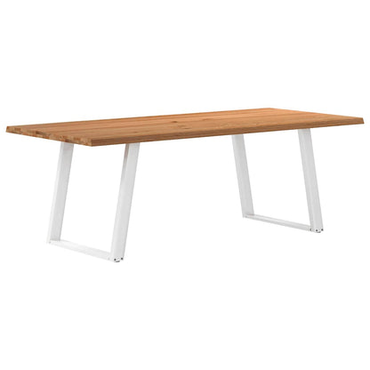 Eettafel met natuurlijke rand 220x100x74 cm massief eikenhout