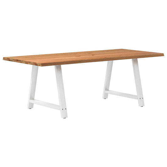 Eettafel met natuurlijke rand 220x100x74 cm massief eikenhout