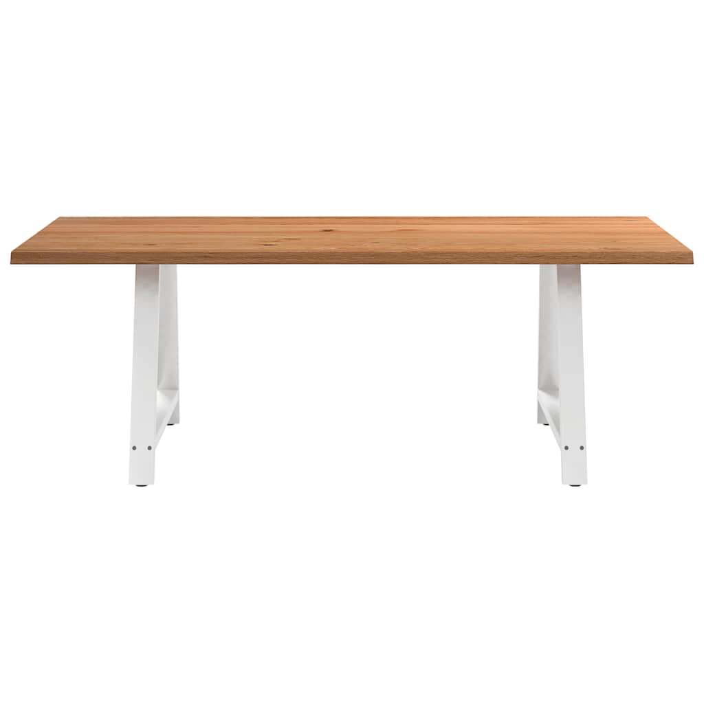 Eettafel met natuurlijke rand 220x100x74 cm massief eikenhout