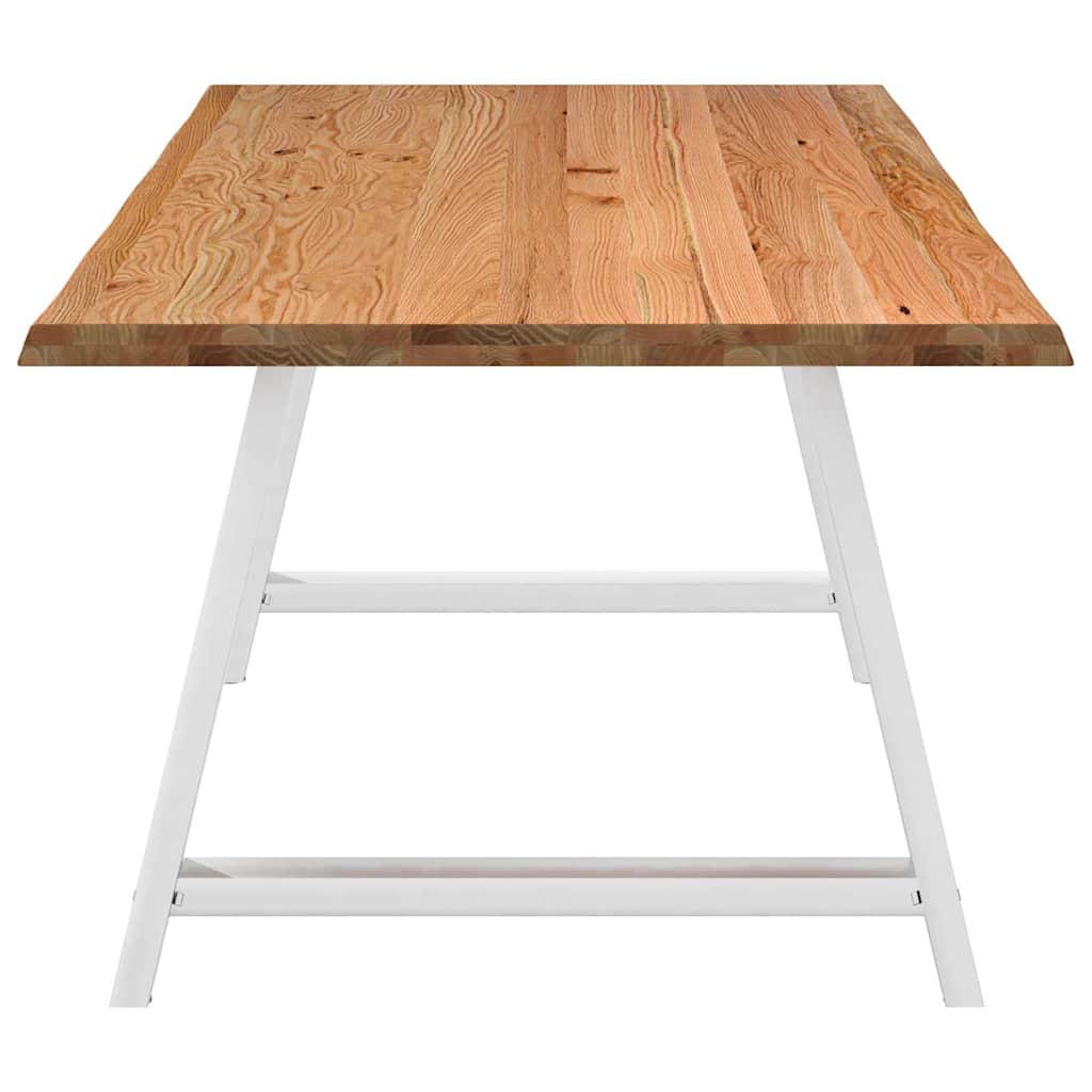 Eettafel met natuurlijke rand 220x100x74 cm massief eikenhout