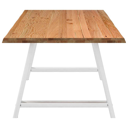 Eettafel met natuurlijke rand 220x100x74 cm massief eikenhout