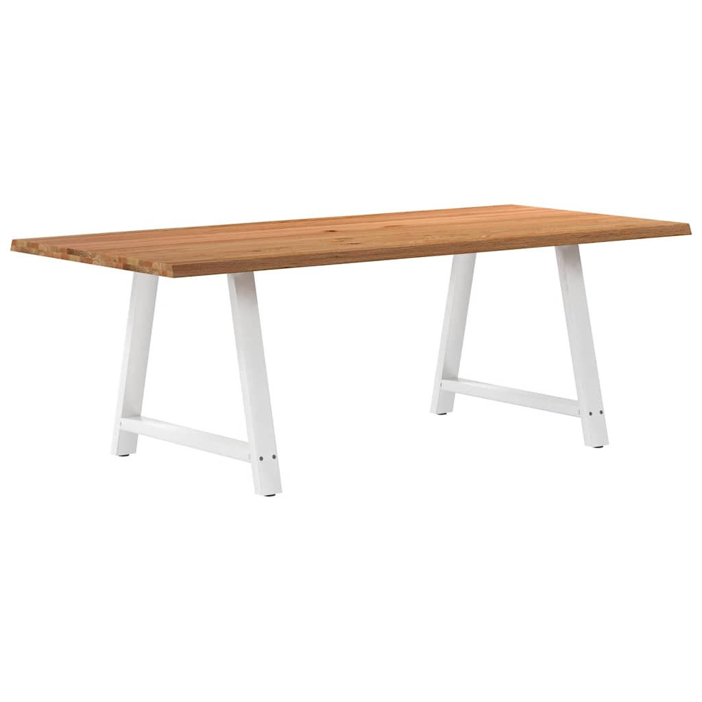 Eettafel met natuurlijke rand 220x100x74 cm massief eikenhout