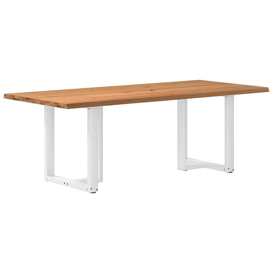 Eettafel met natuurlijke rand 220x100x74 cm massief eikenhout