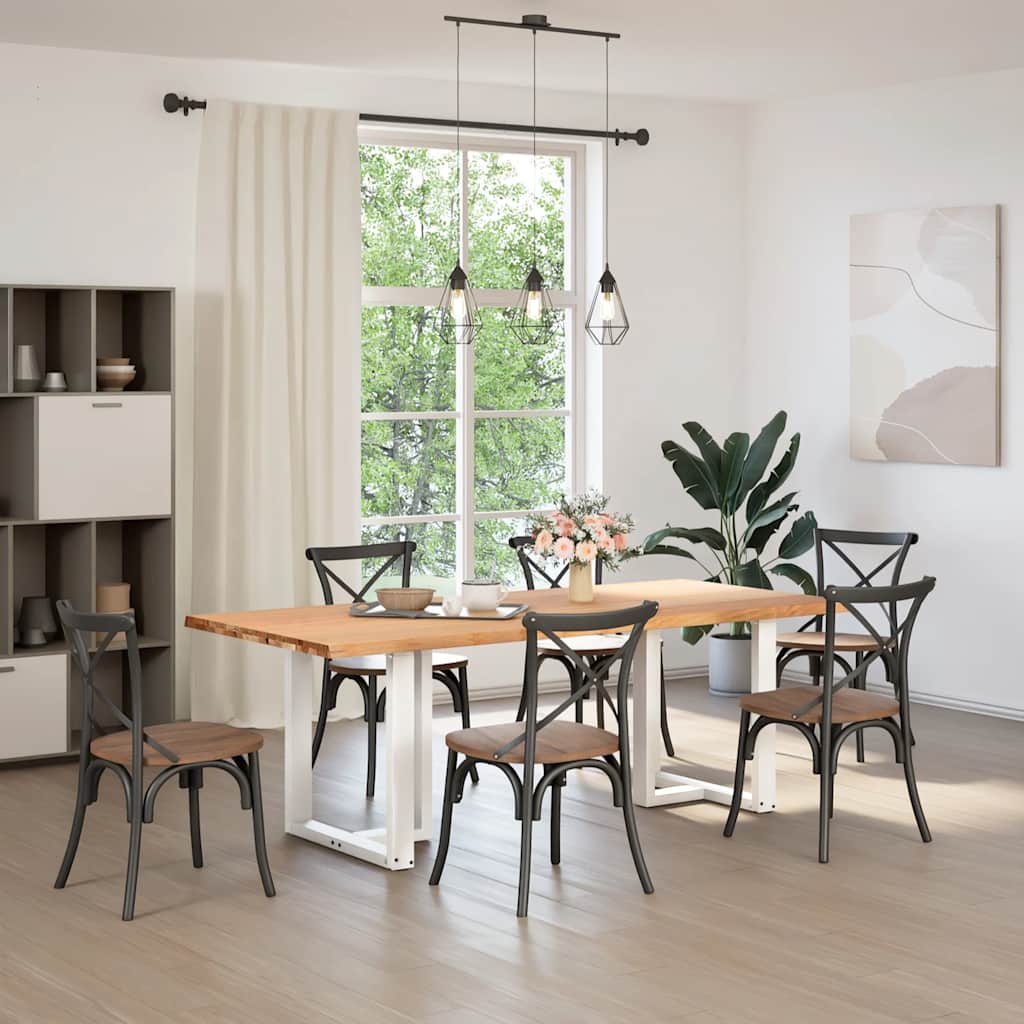 Eettafel met natuurlijke rand 220x100x74 cm massief eikenhout