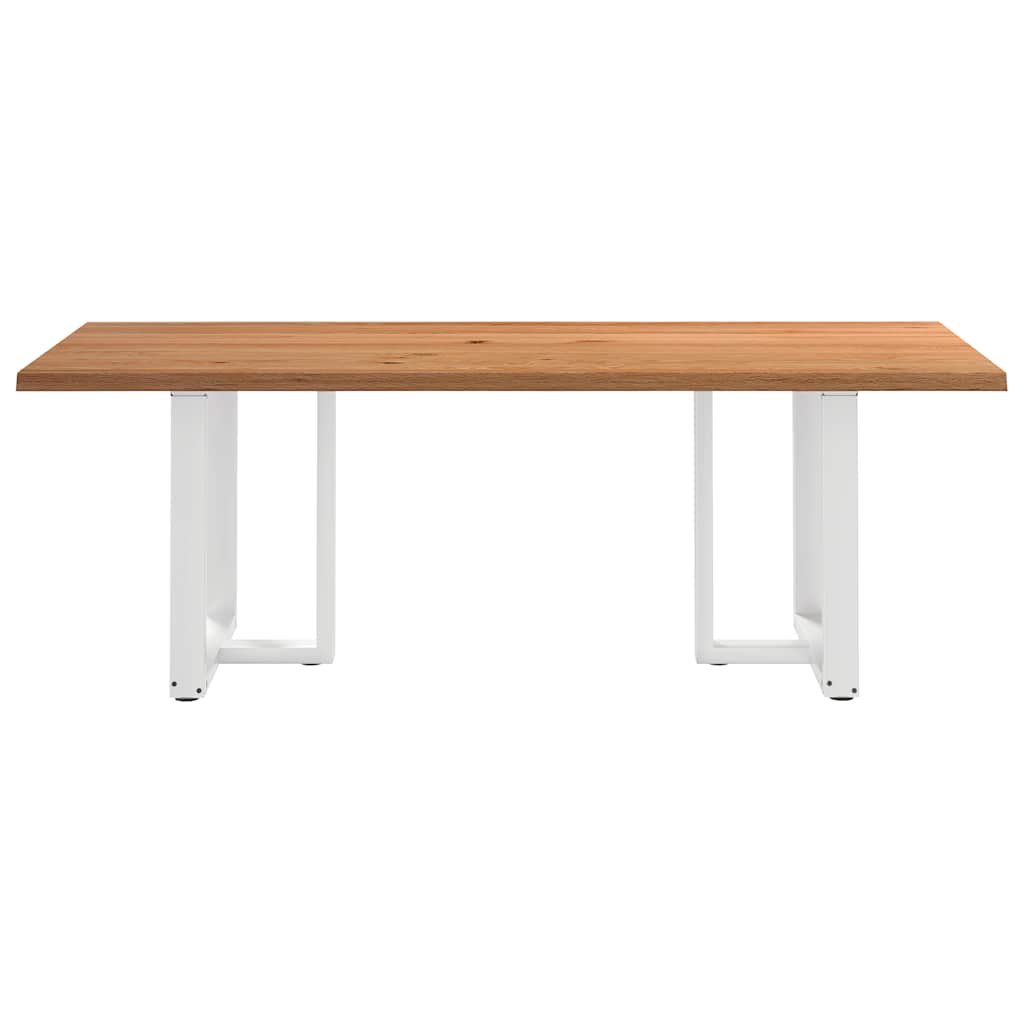 Eettafel met natuurlijke rand 220x100x74 cm massief eikenhout