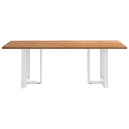 Eettafel met natuurlijke rand 220x100x74 cm massief eikenhout