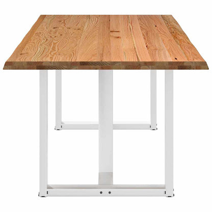 Eettafel met natuurlijke rand 220x100x74 cm massief eikenhout