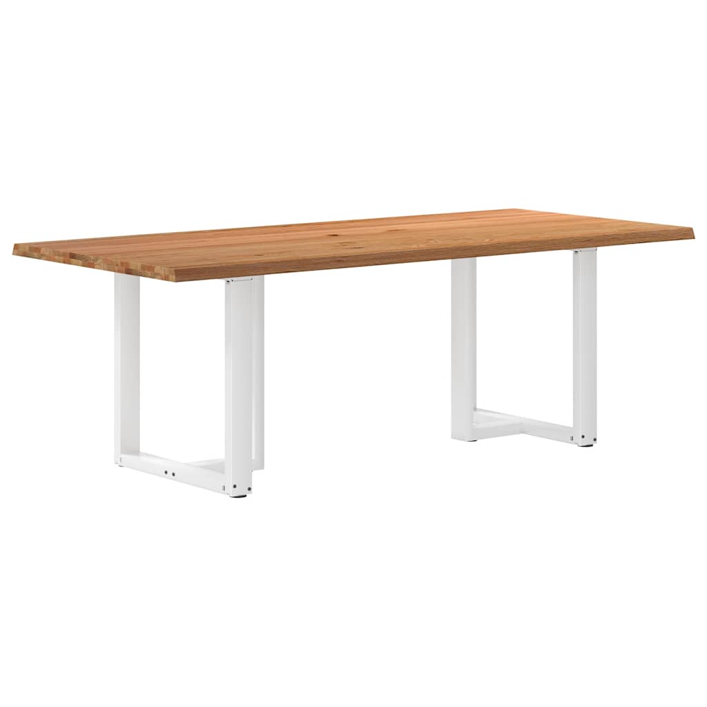 Eettafel met natuurlijke rand 220x100x74 cm massief eikenhout