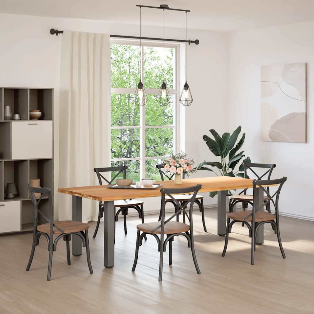 Eettafel rechthoekig 240x100x74 cm massief eikenhout lichtbruin