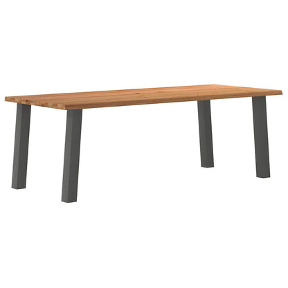 Eettafel rechthoekig 240x100x74 cm massief eikenhout lichtbruin