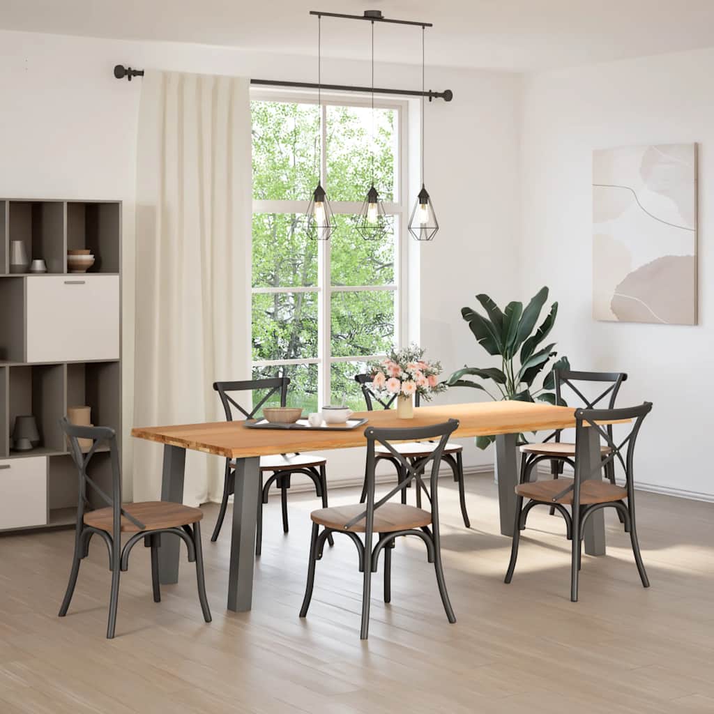 Eettafel rechthoekig 240x100x74 cm massief eikenhout lichtbruin