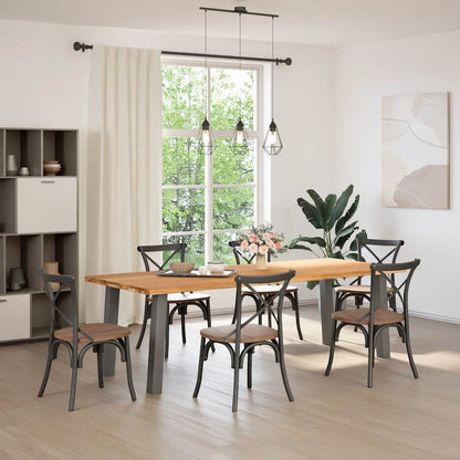 Eettafel rechthoekig 240x100x74 cm massief eikenhout lichtbruin