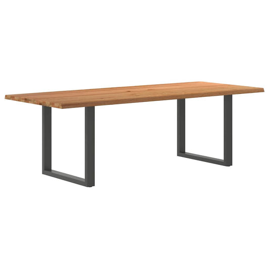 Eettafel met natuurlijke rand 240x100x74 cm massief eikenhout