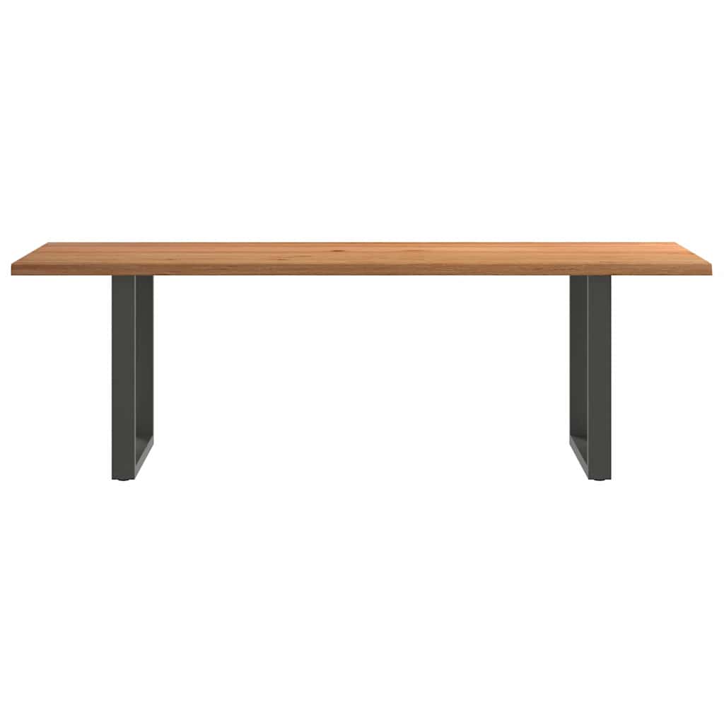 Eettafel met natuurlijke rand 240x100x74 cm massief eikenhout