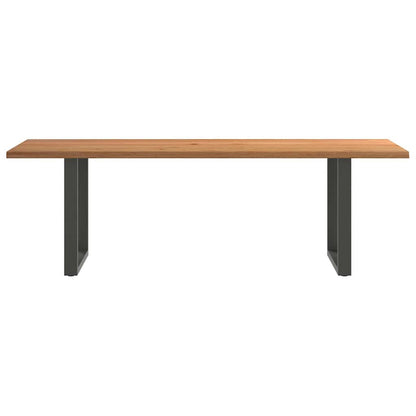 Eettafel met natuurlijke rand 240x100x74 cm massief eikenhout