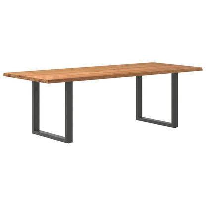 Eettafel met natuurlijke rand 240x100x74 cm massief eikenhout
