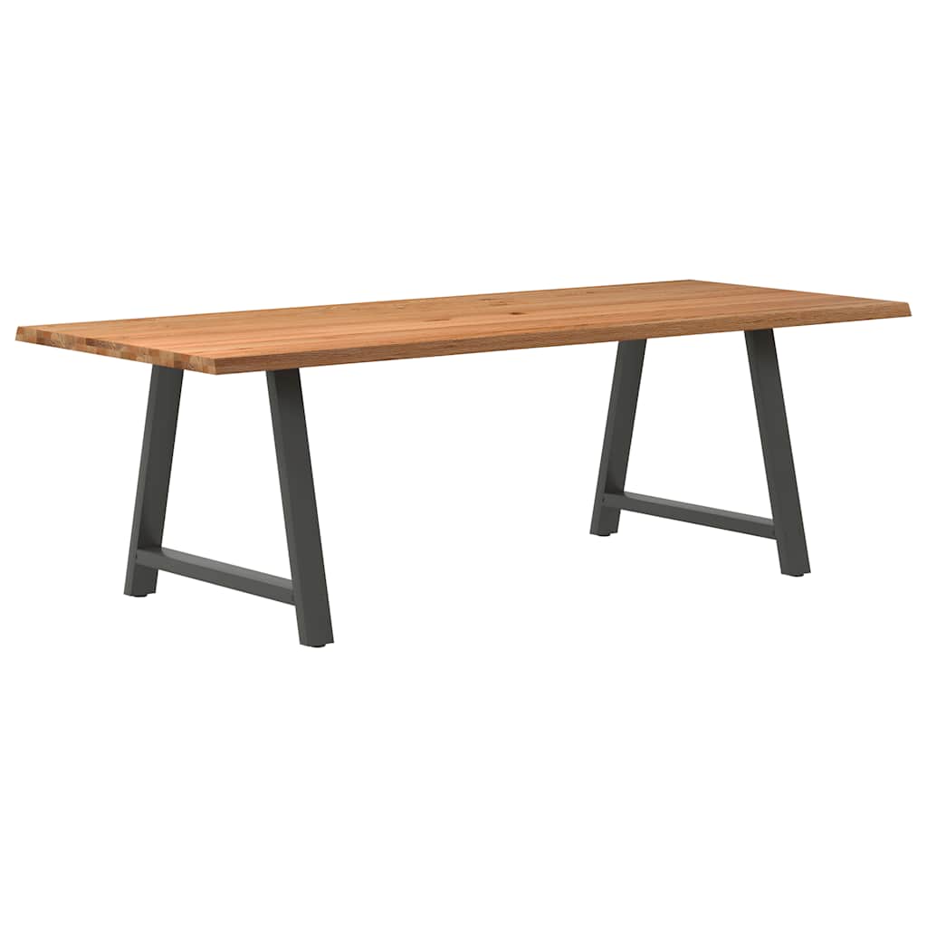 Eettafel met natuurlijke rand 240x100x74 cm massief eikenhout