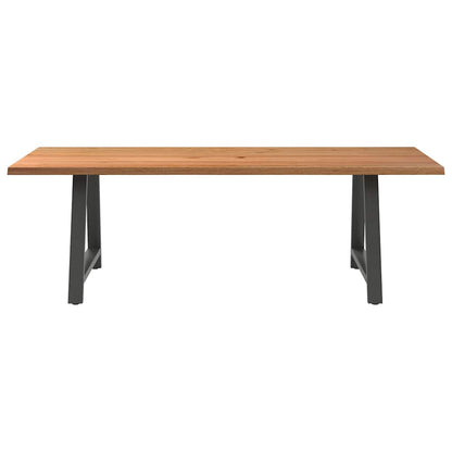 Eettafel met natuurlijke rand 240x100x74 cm massief eikenhout
