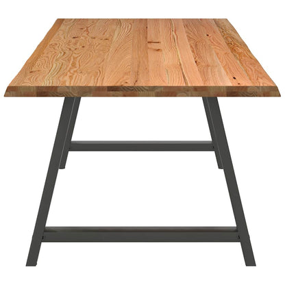 Eettafel met natuurlijke rand 240x100x74 cm massief eikenhout