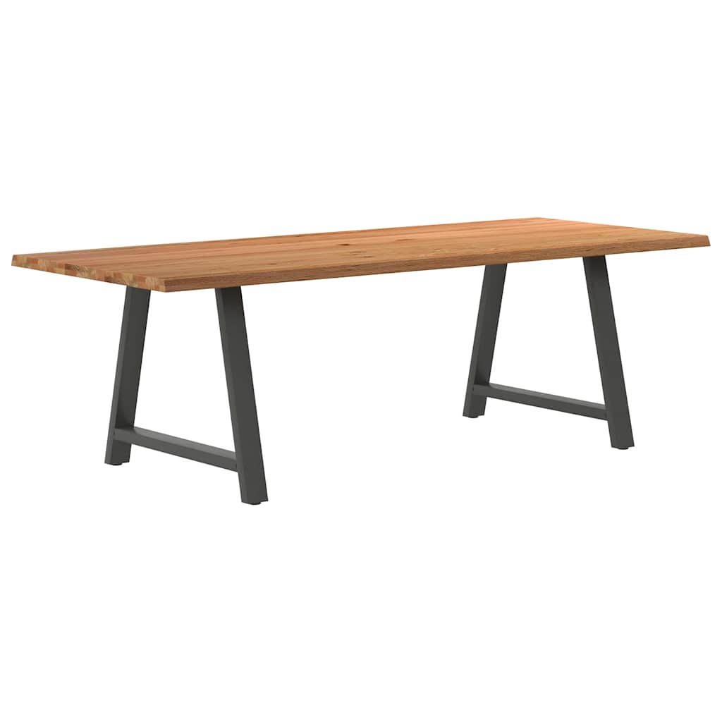 Eettafel met natuurlijke rand 240x100x74 cm massief eikenhout