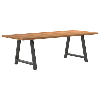 Eettafel met natuurlijke rand 240x100x74 cm massief eikenhout