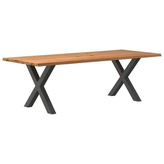 Eettafel met natuurlijke rand 240x100x74 cm massief eikenhout