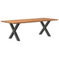 Eettafel met natuurlijke rand 240x100x74 cm massief eikenhout