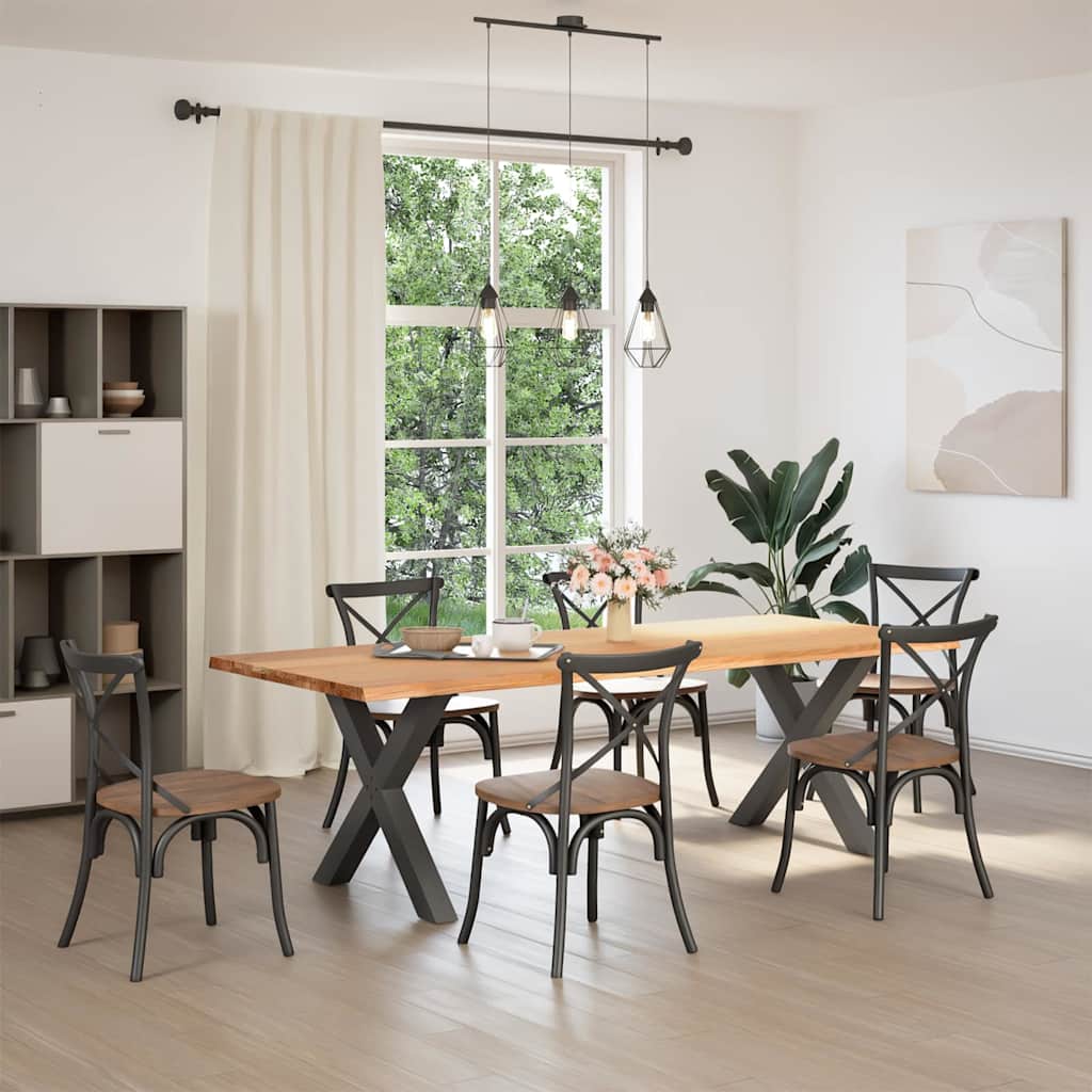 Eettafel met natuurlijke rand 240x100x74 cm massief eikenhout