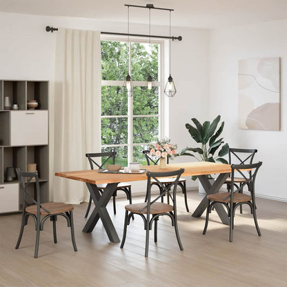 Eettafel met natuurlijke rand 240x100x74 cm massief eikenhout