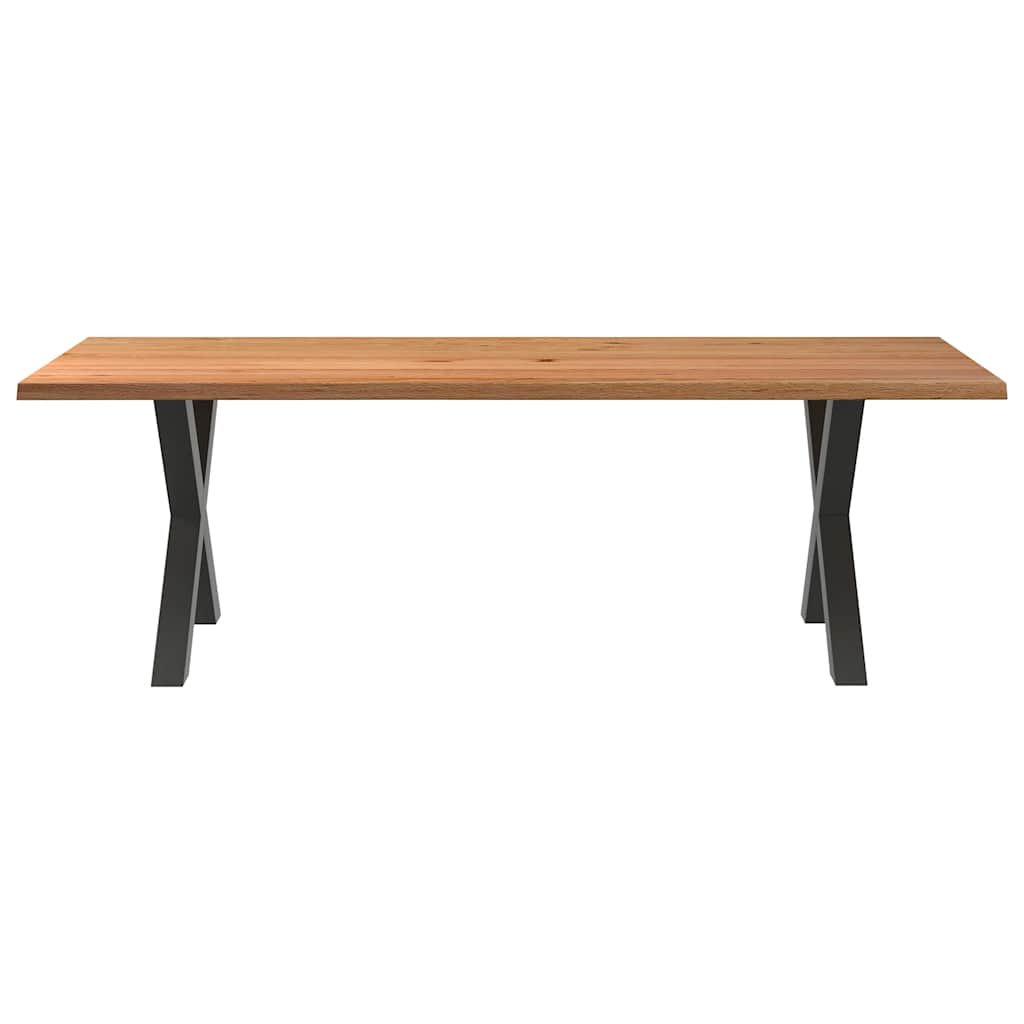 Eettafel met natuurlijke rand 240x100x74 cm massief eikenhout