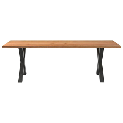 Eettafel met natuurlijke rand 240x100x74 cm massief eikenhout
