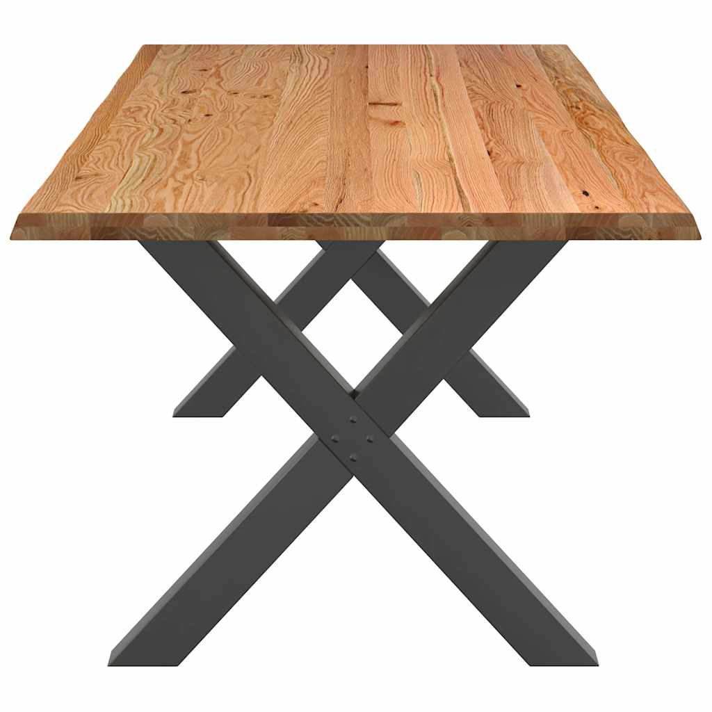 Eettafel met natuurlijke rand 240x100x74 cm massief eikenhout