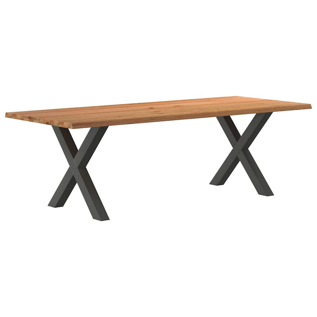 Eettafel met natuurlijke rand 240x100x74 cm massief eikenhout