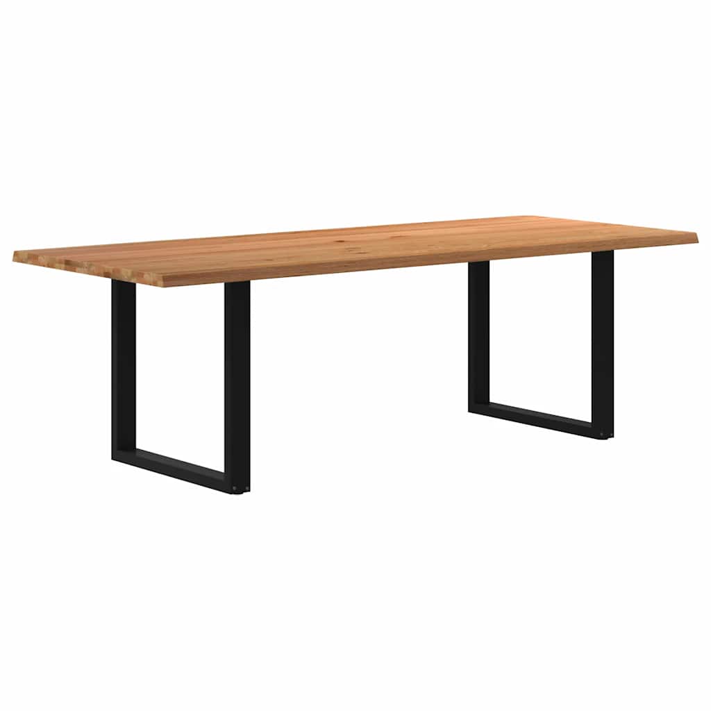 Eettafel met natuurlijke rand 240x100x74 cm massief eikenhout