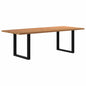 Eettafel met natuurlijke rand 240x100x74 cm massief eikenhout
