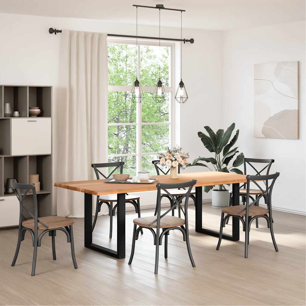 Eettafel met natuurlijke rand 240x100x74 cm massief eikenhout